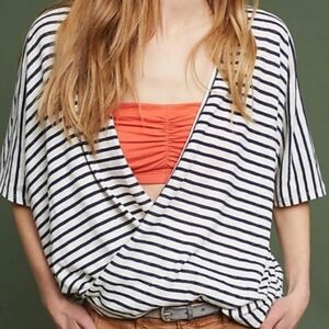 {Anthropologie} Eri + Ali Joceline Striped Wrap Top